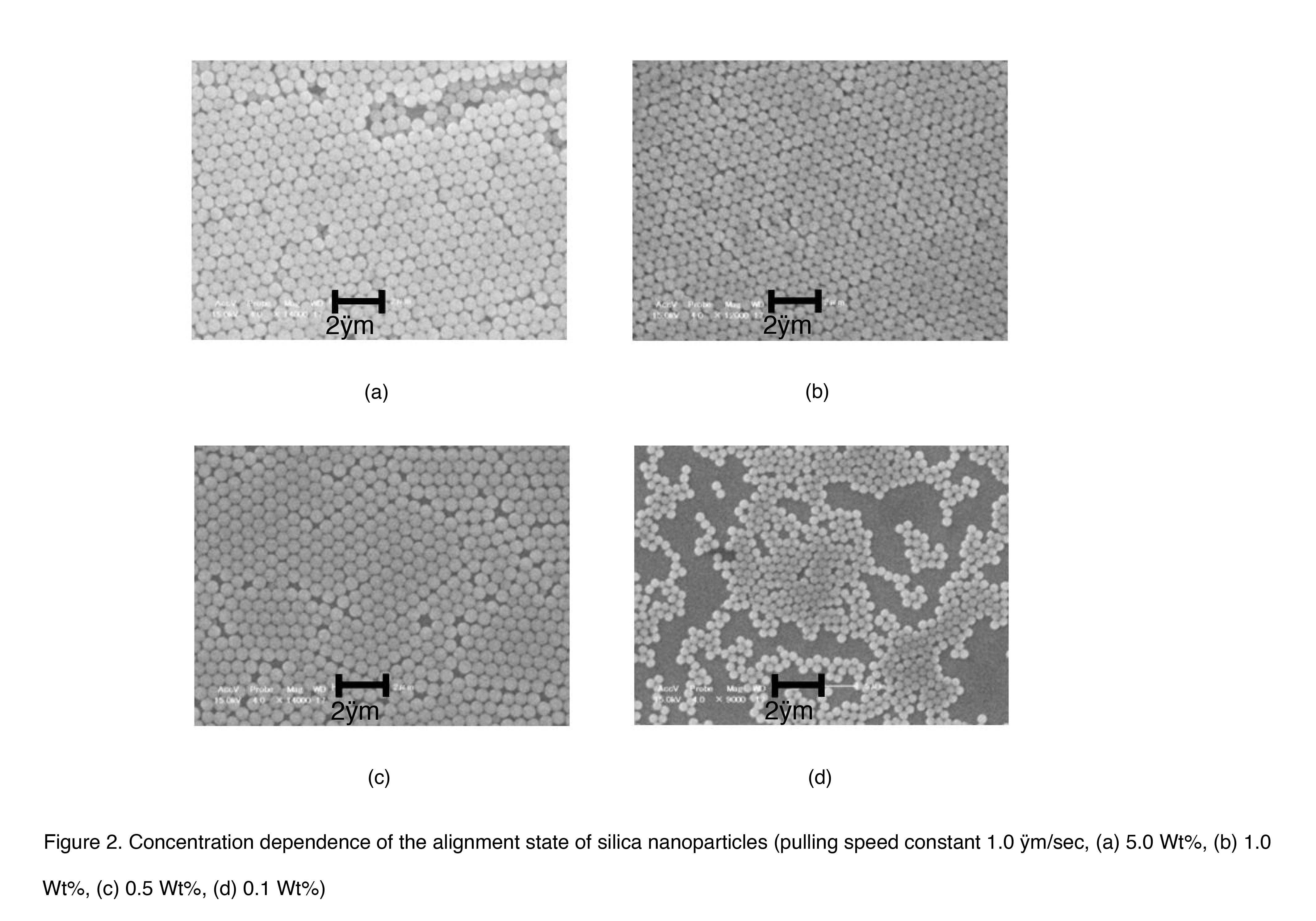 Figure 2. Concentration dependence of the alignment state of silica nanoparticles